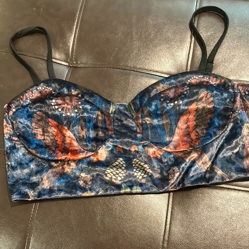 Source Unknown Blue and Orange crop top